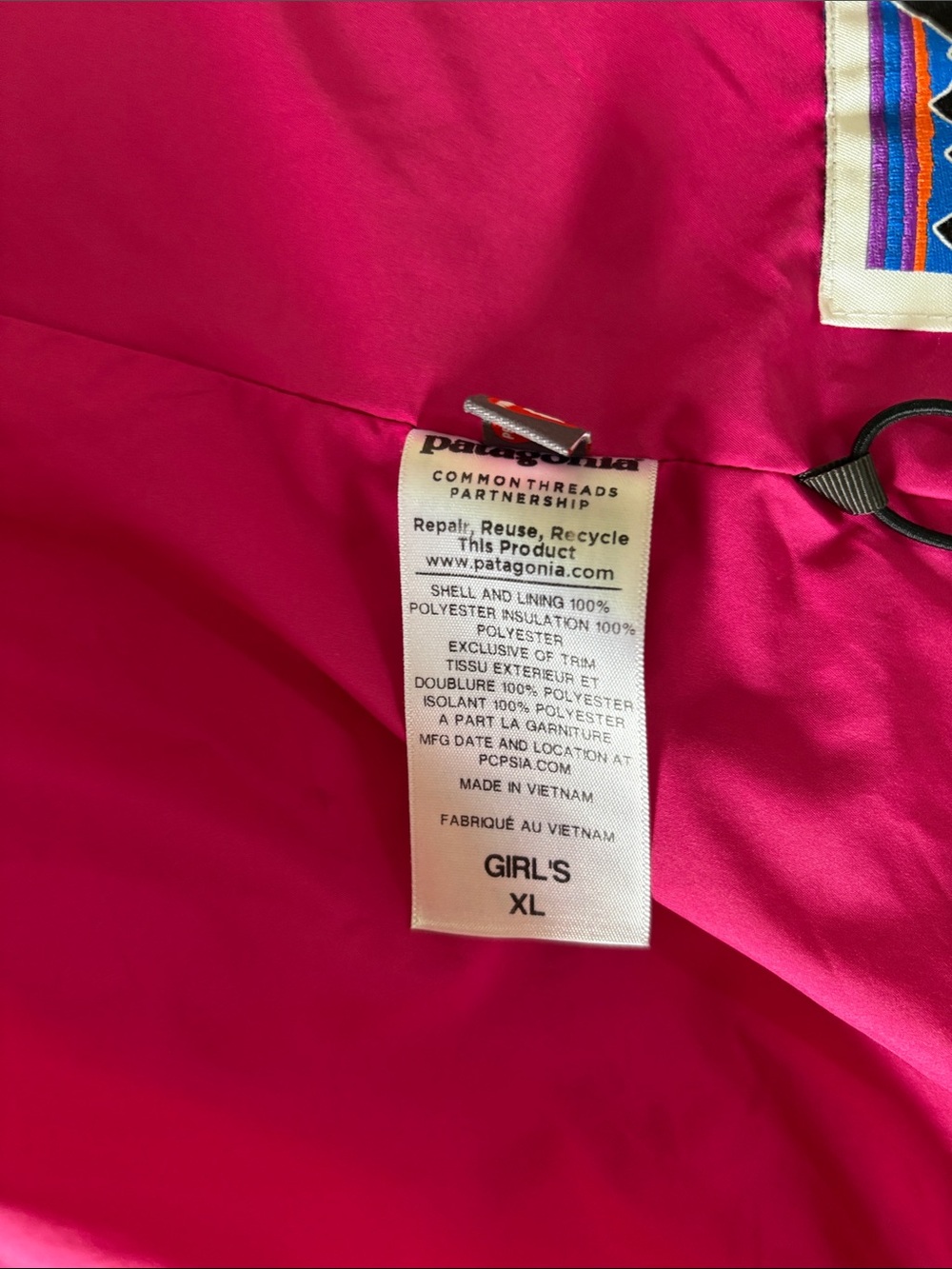 Patagonia pink coat, girls XL (14) - Picture 6 of 8